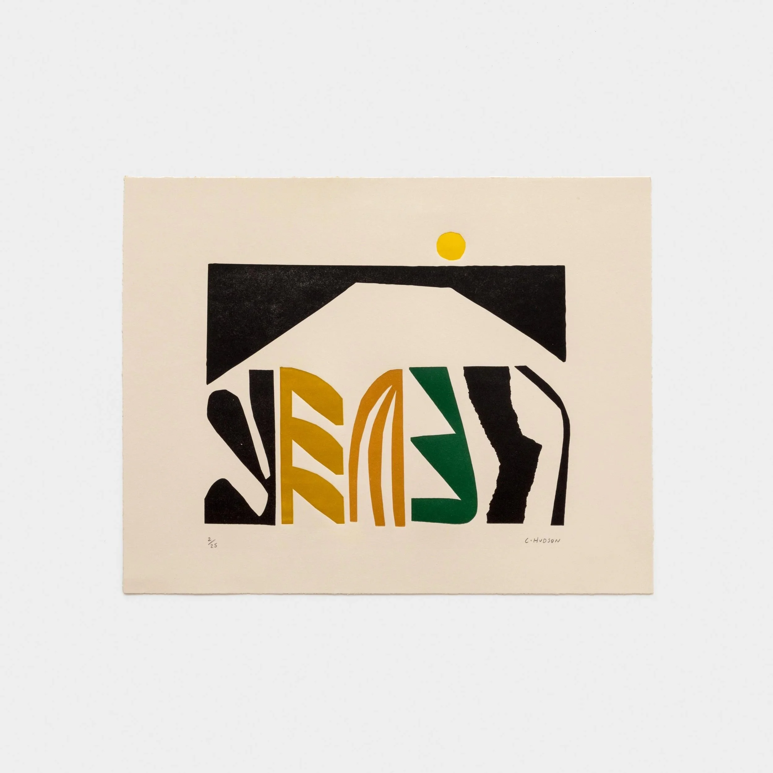 Cody Hudson, Everybody Goes Home (Landscape Shape Scape) — geometric abstract letterpress print