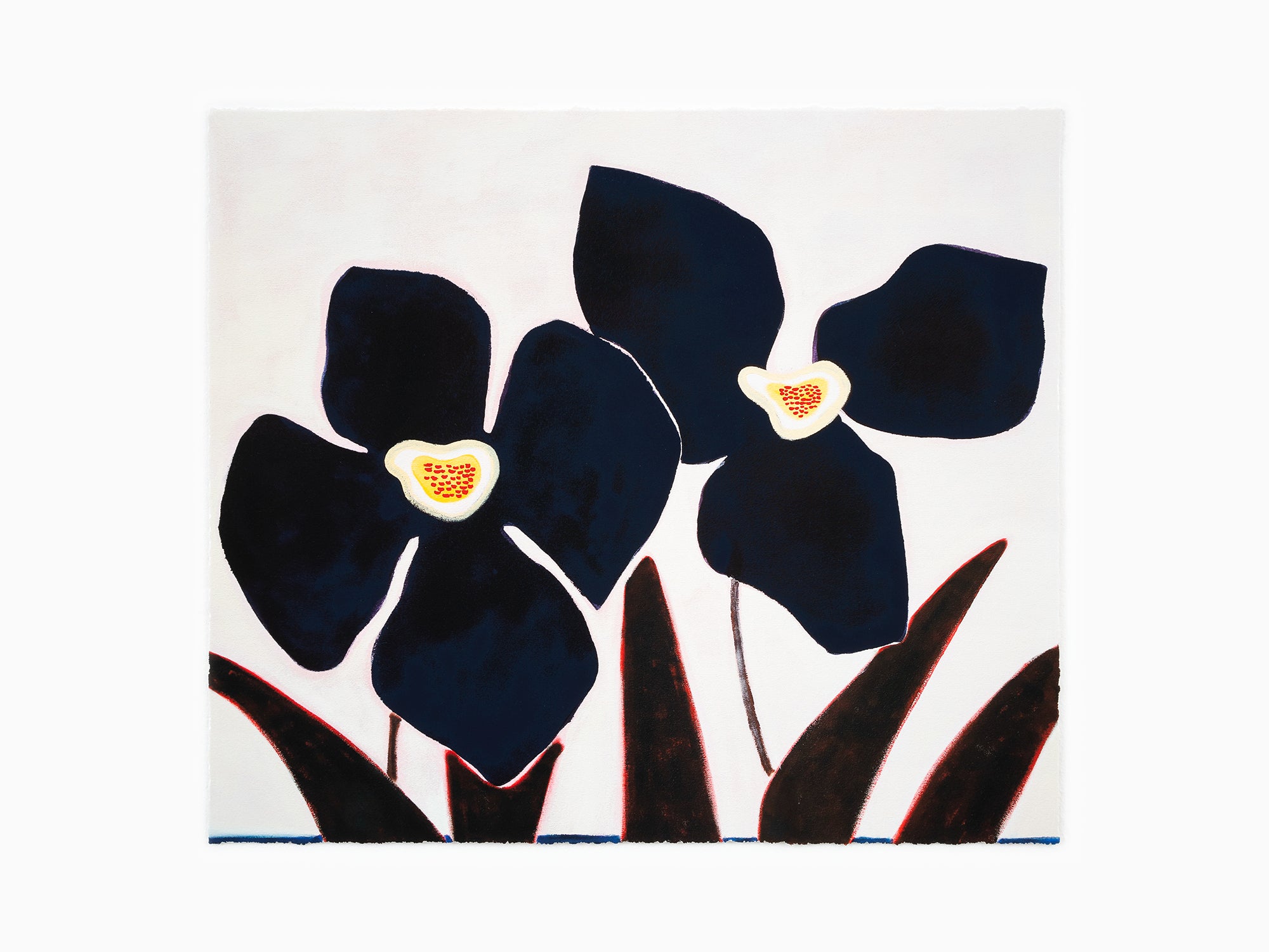 Susumu Kamijo, Two Blossoms in a Dream — abstract floral composition in soft brushed forms